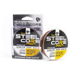Поводковый материал ULTRON Steel Core, 30 м (Pro 0,45 мм, 13 кг, 30 м, коричневый) Поводковый материал ULTRON Steel Core, 30 м (Pro 0,45 мм, 13 кг, 30 м, коричневый)