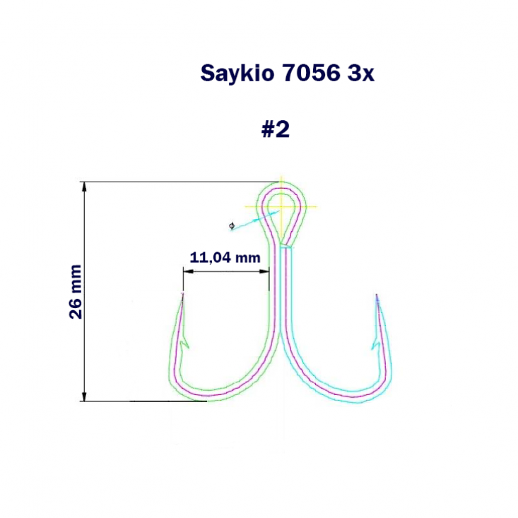 Крючки Saikyo тройн.7056 TN 3X №  2 (25шт)
